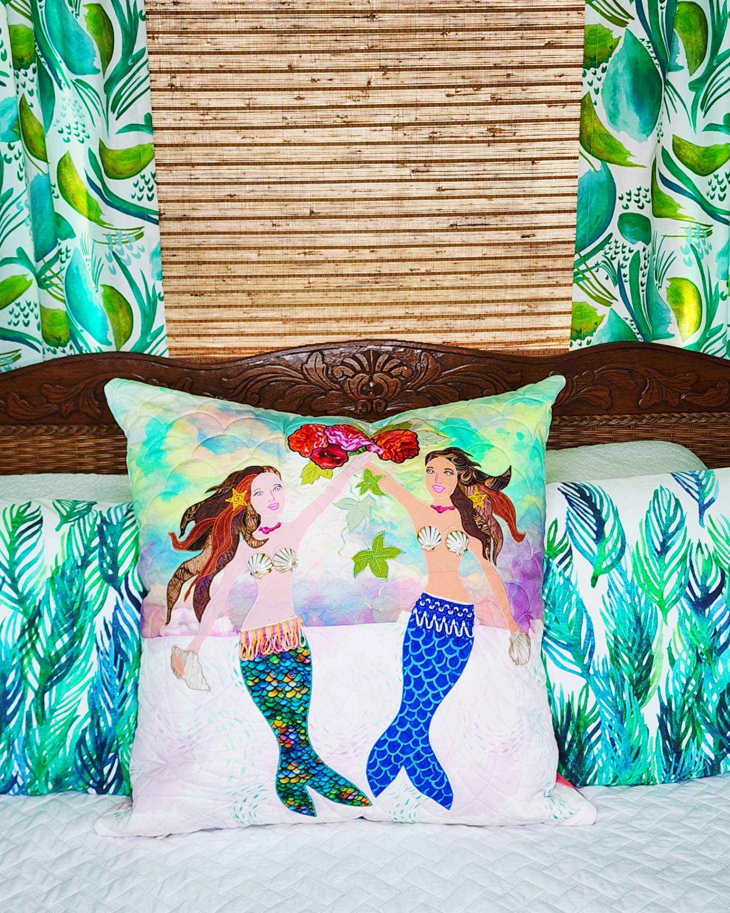 Mermaid Magic: Dimensional Appliqué Pillow detail 1